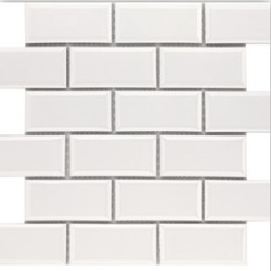 Roca CC Mosaics Plus White Ice Bright Beveled Brick Mosaic